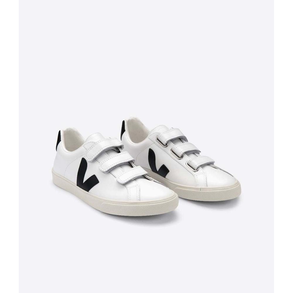 Veja 3-LOCK LEATHER Joggesko Dame White/Black | NO 610QMA